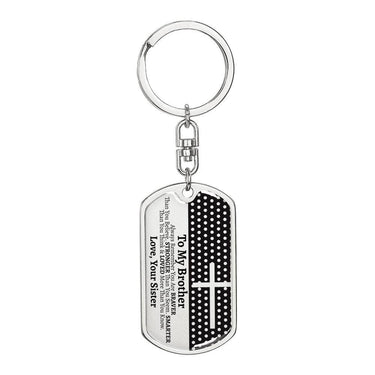 To My Brother Dog Tag Keychain - Love You This Much